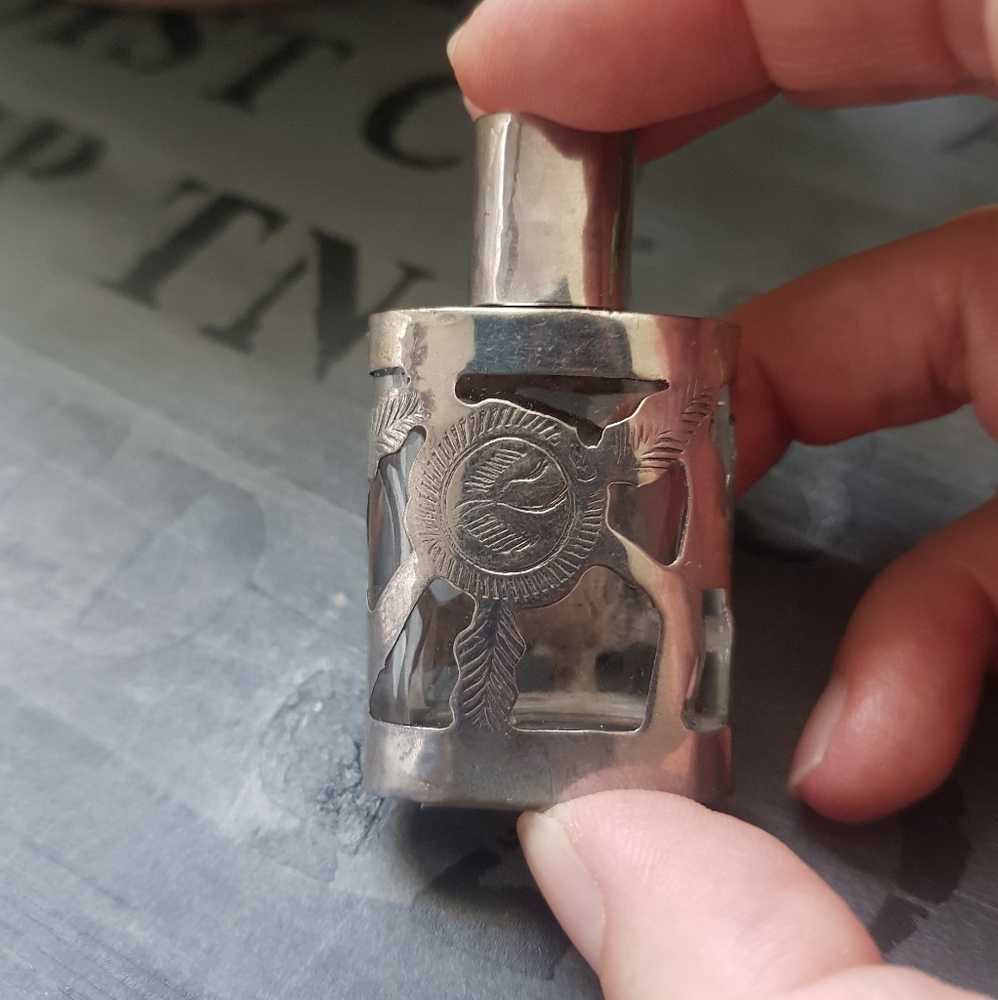 Glass and Sterling Silver Bottle